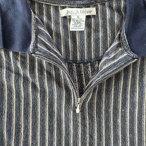 Vintage Jos J Oliver Polo Shirt 1/4 Zip Mens XL Vertical Stripe - Picture 3 of 6